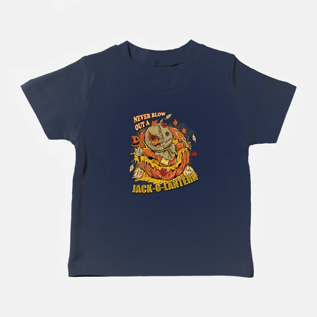Never Blow Out A Jack-O-Lantern-Baby-Basic-Tee-Green Devil