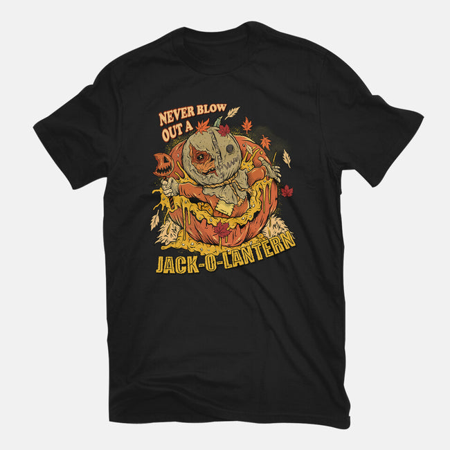 Never Blow Out A Jack-O-Lantern-Womens-Fitted-Tee-Green Devil