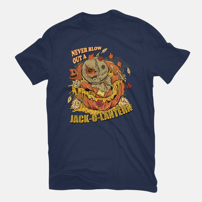 Never Blow Out A Jack-O-Lantern-Mens-Basic-Tee-Green Devil