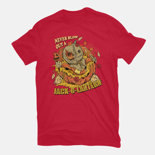 Never Blow Out A Jack-O-Lantern-Womens-Fitted-Tee-Green Devil
