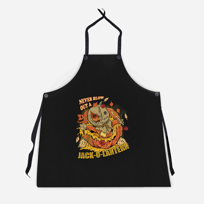 Never Blow Out A Jack-O-Lantern-Unisex-Kitchen-Apron-Green Devil