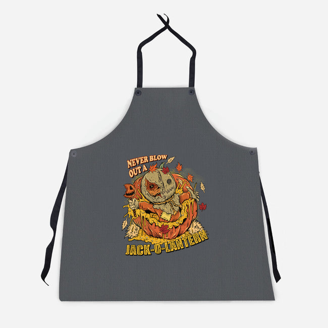 Never Blow Out A Jack-O-Lantern-Unisex-Kitchen-Apron-Green Devil