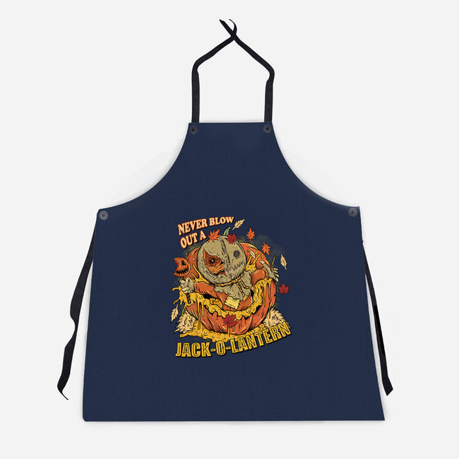 Never Blow Out A Jack-O-Lantern-Unisex-Kitchen-Apron-Green Devil