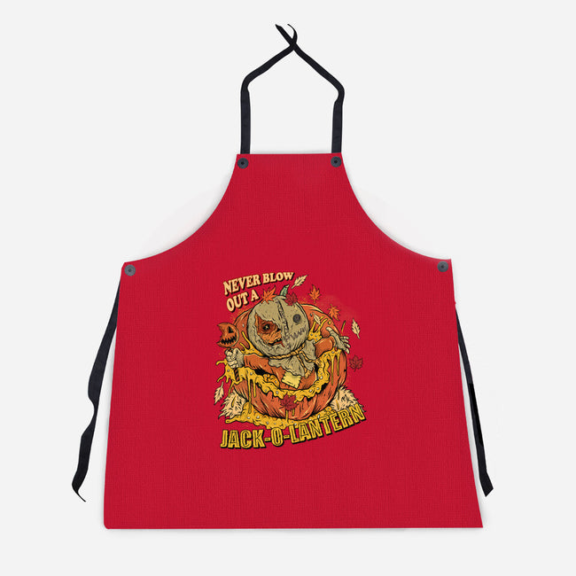 Never Blow Out A Jack-O-Lantern-Unisex-Kitchen-Apron-Green Devil