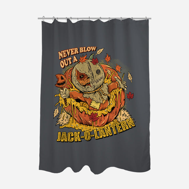 Never Blow Out A Jack-O-Lantern-None-Polyester-Shower Curtain-Green Devil