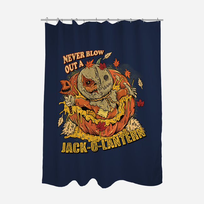 Never Blow Out A Jack-O-Lantern-None-Polyester-Shower Curtain-Green Devil