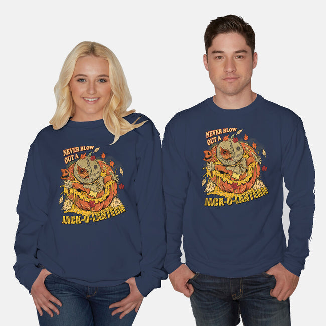 Never Blow Out A Jack-O-Lantern-Unisex-Crew Neck-Sweatshirt-Green Devil