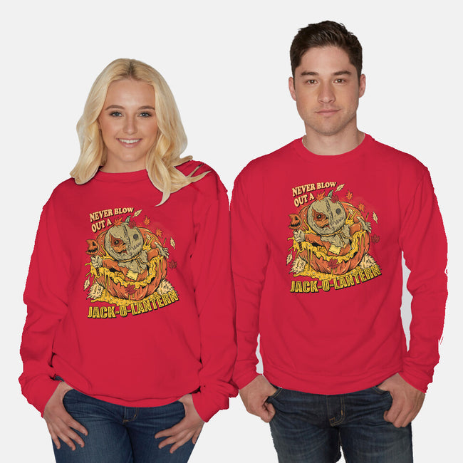 Never Blow Out A Jack-O-Lantern-Unisex-Crew Neck-Sweatshirt-Green Devil