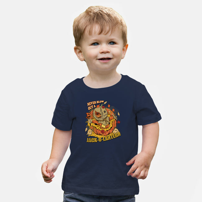 Never Blow Out A Jack-O-Lantern-Baby-Basic-Tee-Green Devil