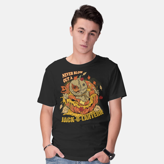 Never Blow Out A Jack-O-Lantern-Mens-Basic-Tee-Green Devil