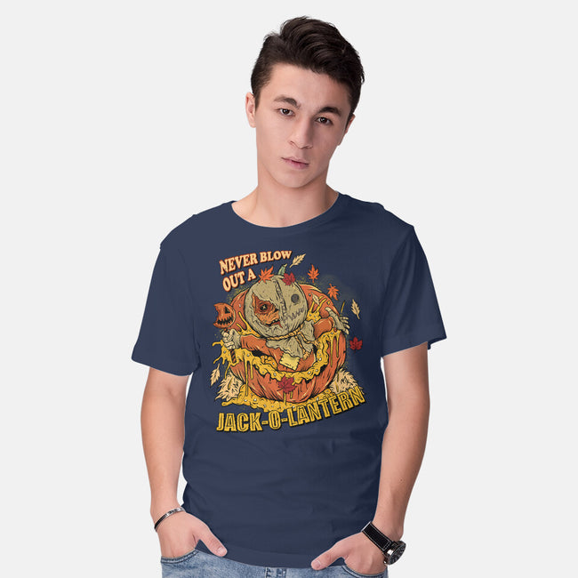 Never Blow Out A Jack-O-Lantern-Mens-Basic-Tee-Green Devil