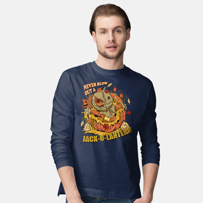 Never Blow Out A Jack-O-Lantern-Mens-Long Sleeved-Tee-Green Devil