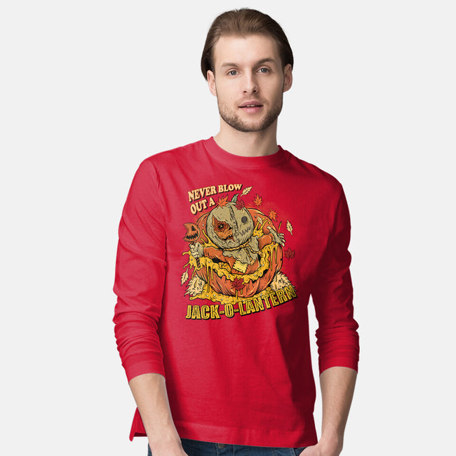 Never Blow Out A Jack-O-Lantern-Mens-Long Sleeved-Tee-Green Devil
