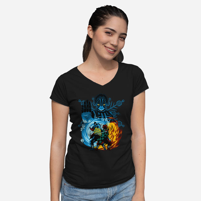 Upper 3 Battle-Womens-V-Neck-Tee-rmatix