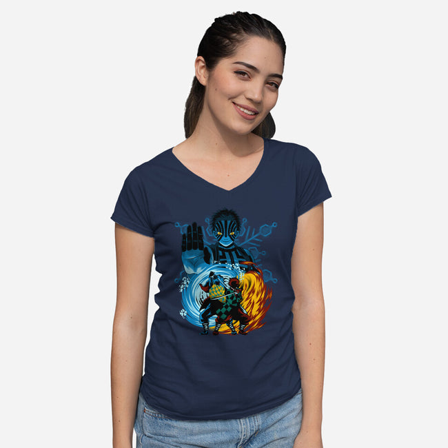 Upper 3 Battle-Womens-V-Neck-Tee-rmatix