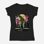 Watching The Kaiju-Womens-V-Neck-Tee-zascanauta