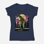 Watching The Kaiju-Womens-V-Neck-Tee-zascanauta