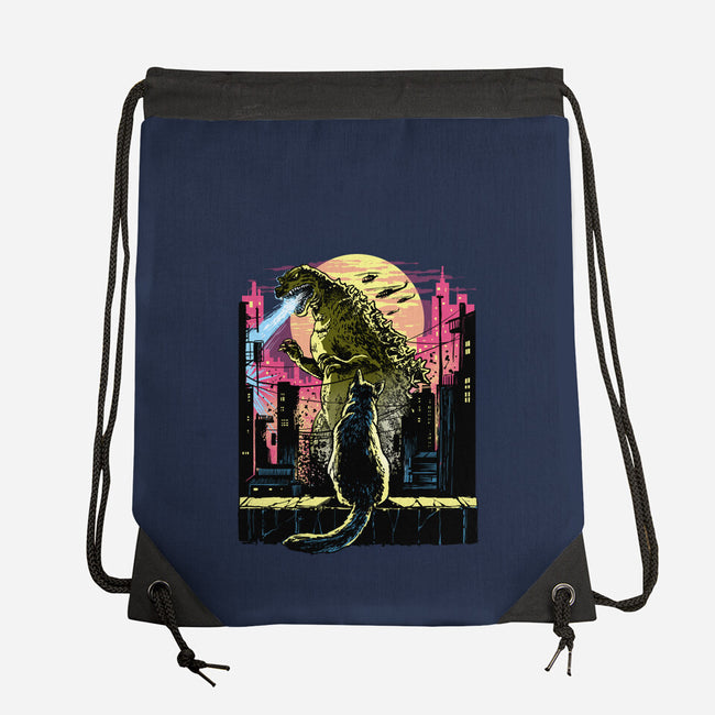Watching The Kaiju-None-Drawstring-Bag-zascanauta