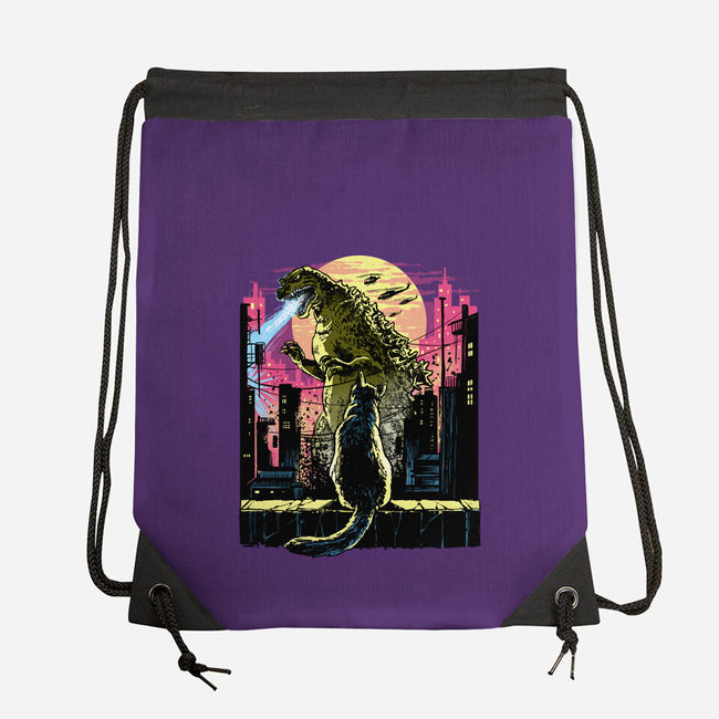 Watching The Kaiju-None-Drawstring-Bag-zascanauta