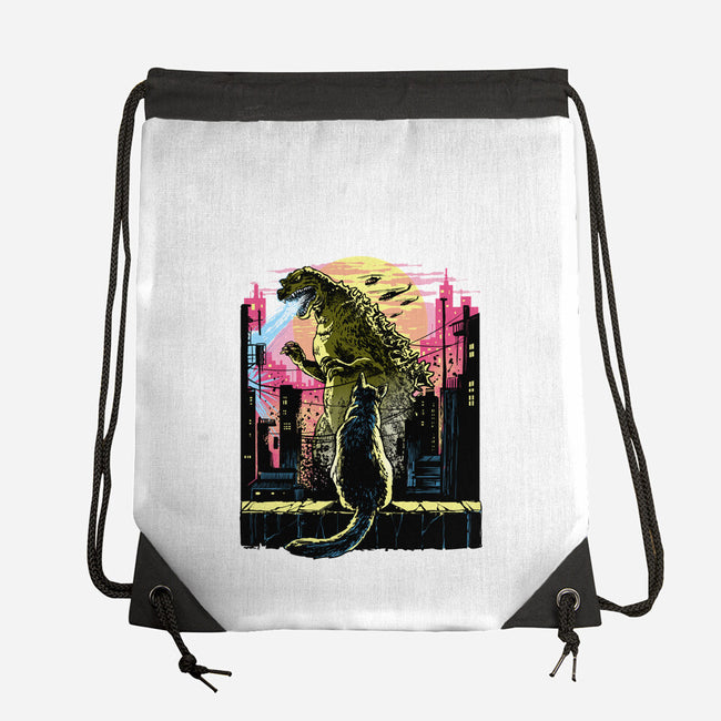 Watching The Kaiju-None-Drawstring-Bag-zascanauta