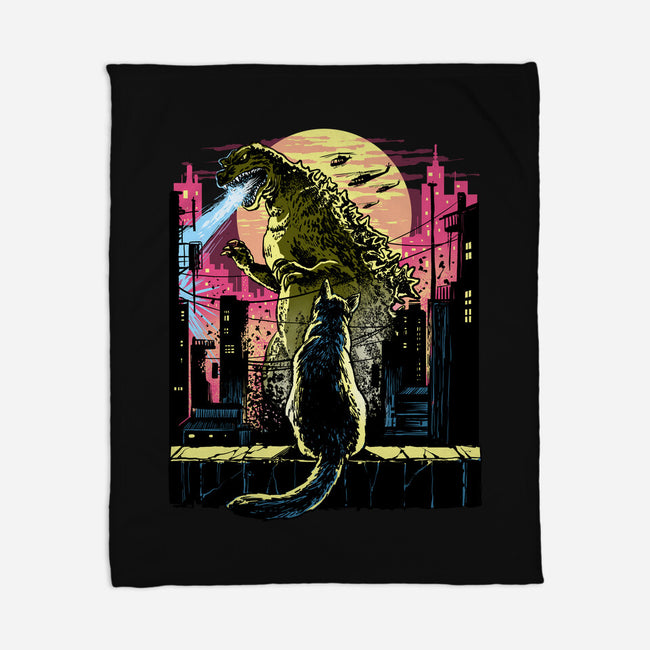 Watching The Kaiju-None-Fleece-Blanket-zascanauta