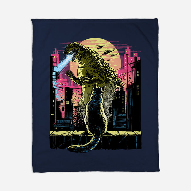 Watching The Kaiju-None-Fleece-Blanket-zascanauta