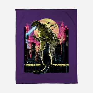 Watching The Kaiju-None-Fleece-Blanket-zascanauta