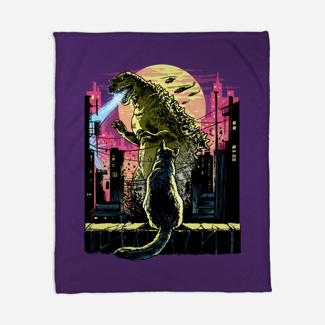 Watching The Kaiju-None-Fleece-Blanket-zascanauta