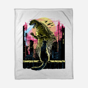 Watching The Kaiju-None-Fleece-Blanket-zascanauta