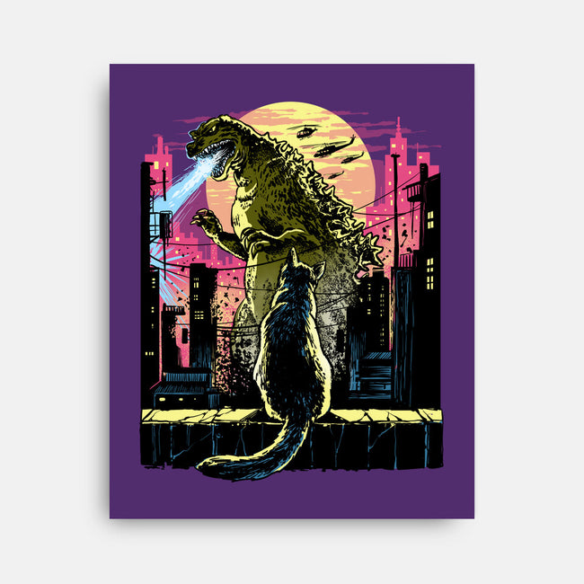 Watching The Kaiju-None-Stretched-Canvas-zascanauta