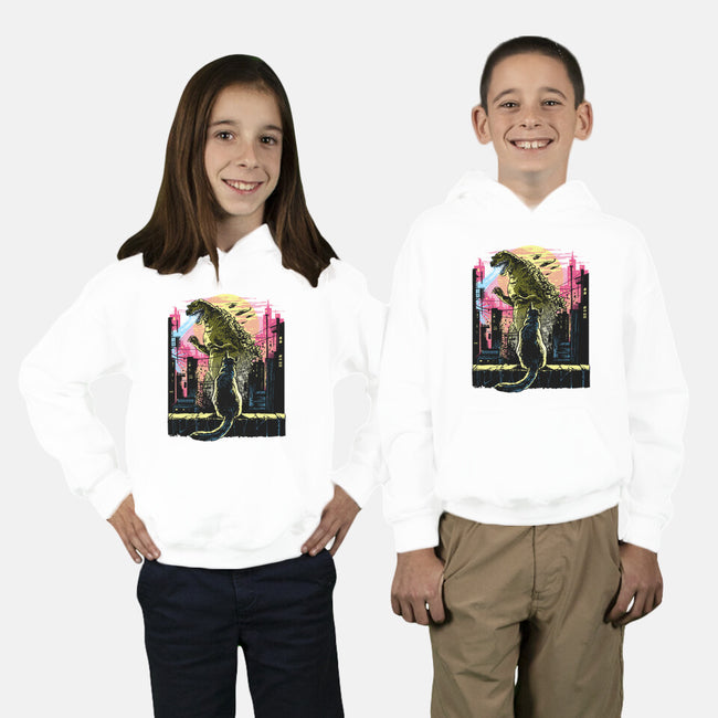 Watching The Kaiju-Youth-Pullover-Sweatshirt-zascanauta