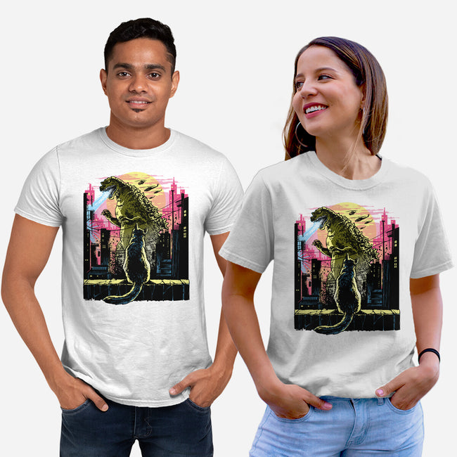 Watching The Kaiju-Unisex-Basic-Tee-zascanauta