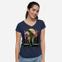 Watching The Kaiju-Womens-V-Neck-Tee-zascanauta