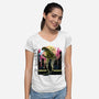 Watching The Kaiju-Womens-V-Neck-Tee-zascanauta