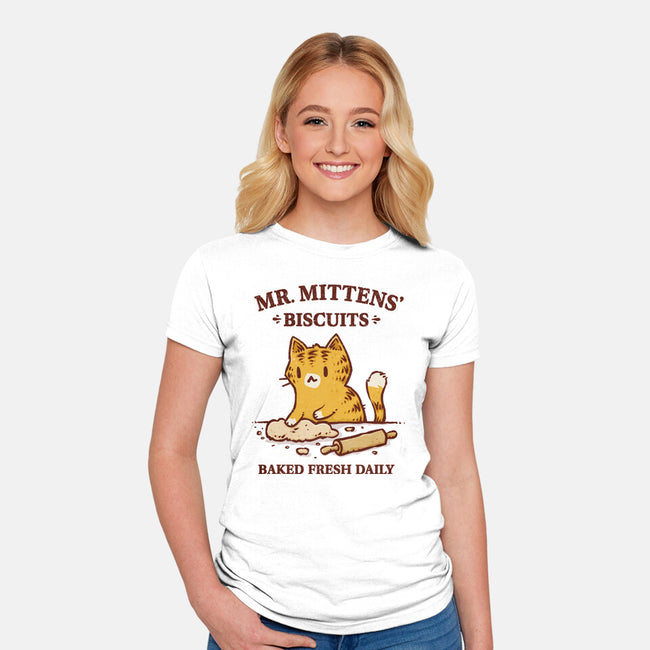 Mr. Mittens' Biscuits-Womens-Fitted-Tee-kg07