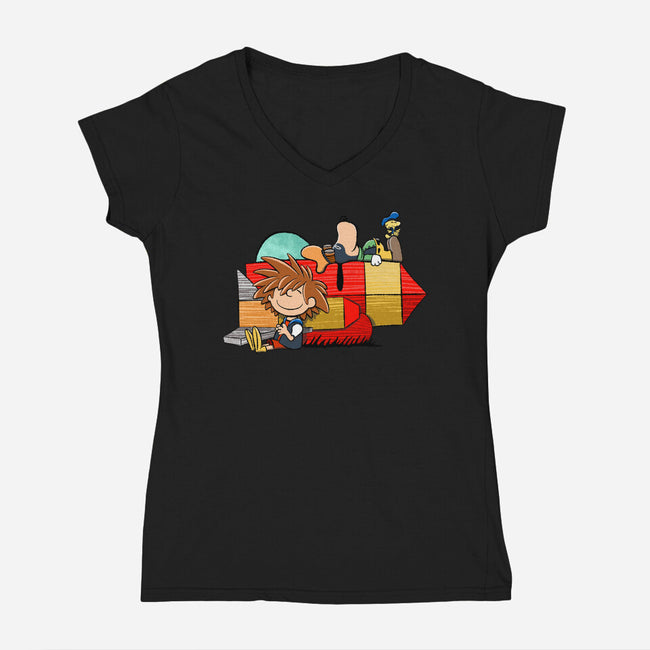 Something Something Mash X-Womens-V-Neck-Tee-DrawnByBryan