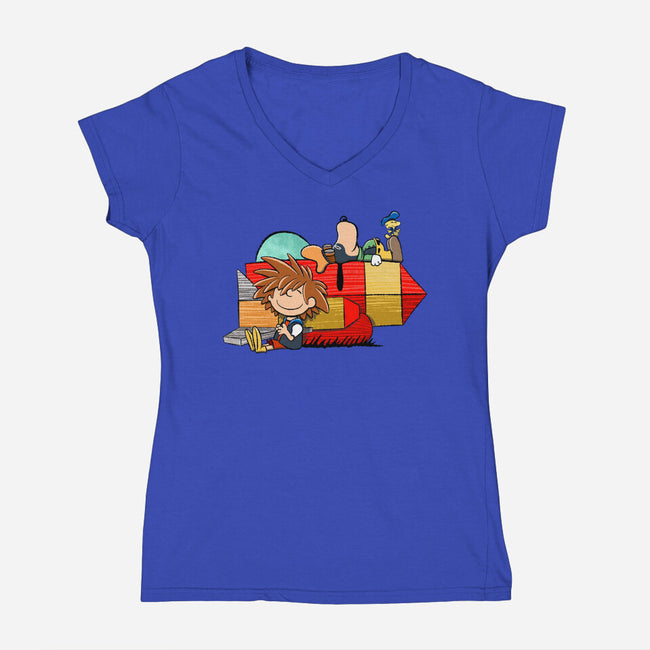 Something Something Mash X-Womens-V-Neck-Tee-DrawnByBryan