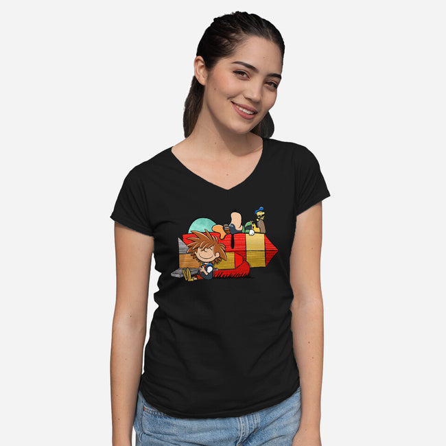 Something Something Mash X-Womens-V-Neck-Tee-DrawnByBryan