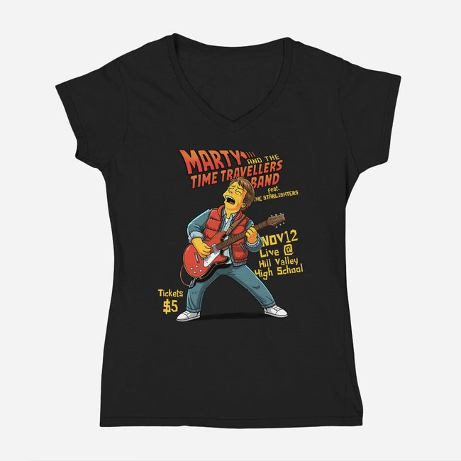 The Time Travelers Band-Womens-V-Neck-Tee-P1yu5h
