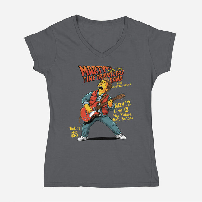 The Time Travelers Band-Womens-V-Neck-Tee-P1yu5h