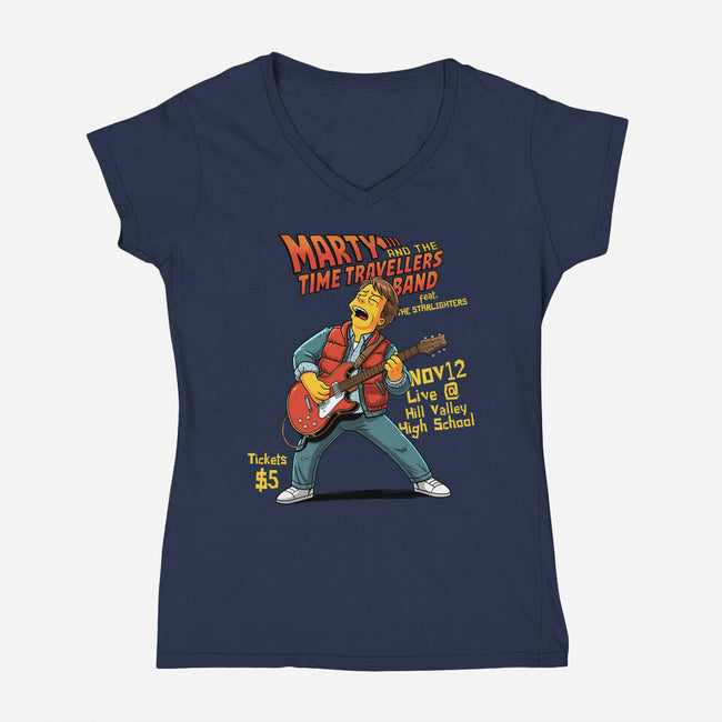 The Time Travelers Band-Womens-V-Neck-Tee-P1yu5h