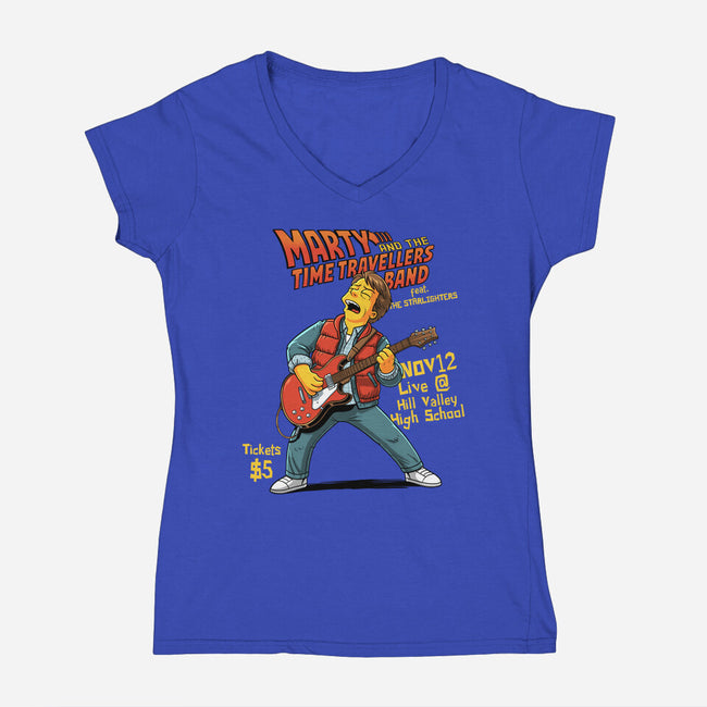 The Time Travelers Band-Womens-V-Neck-Tee-P1yu5h