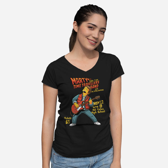 The Time Travelers Band-Womens-V-Neck-Tee-P1yu5h