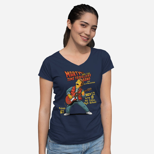The Time Travelers Band-Womens-V-Neck-Tee-P1yu5h
