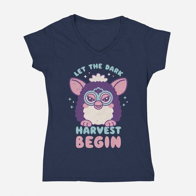 Let The Dark Harvest Begin-Womens-V-Neck-Tee-Nemons
