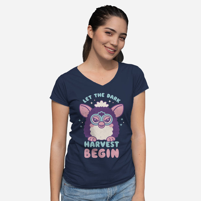 Let The Dark Harvest Begin-Womens-V-Neck-Tee-Nemons
