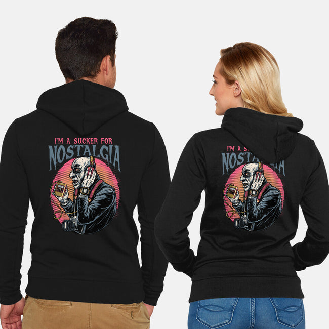 Nostalgic Vampire-Unisex-Zip-Up-Sweatshirt-glitchygorilla