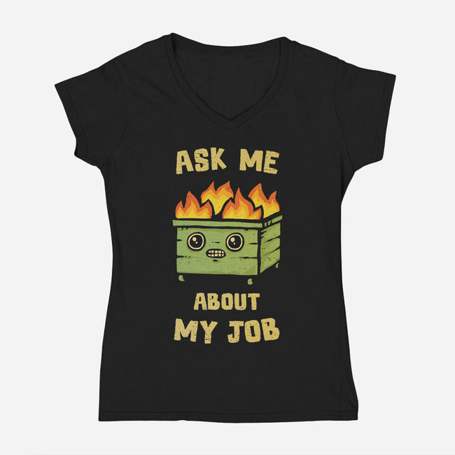 Ask Me About My Job-Womens-V-Neck-Tee-kg07