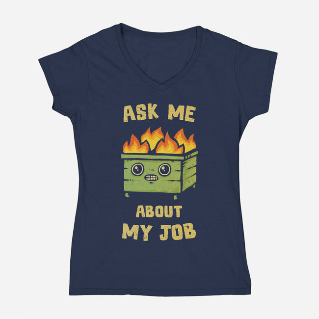 Ask Me About My Job-Womens-V-Neck-Tee-kg07