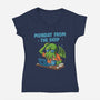 Monday From The Deep-Womens-V-Neck-Tee-Marinho